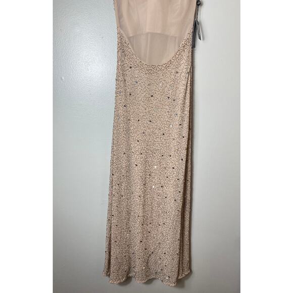 NWT ADRIANNA PAPELL DRESS GOWN TAUPE PINK SEQUIN BEADED WEDDING FORMAL EVENING - Picture 9 of 15